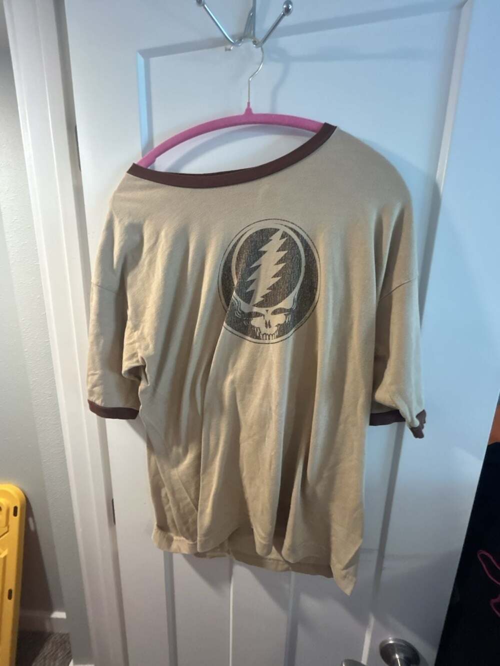 Grateful Dead Vintage Ringer T-Shirt Tan Brown Graphic Tee